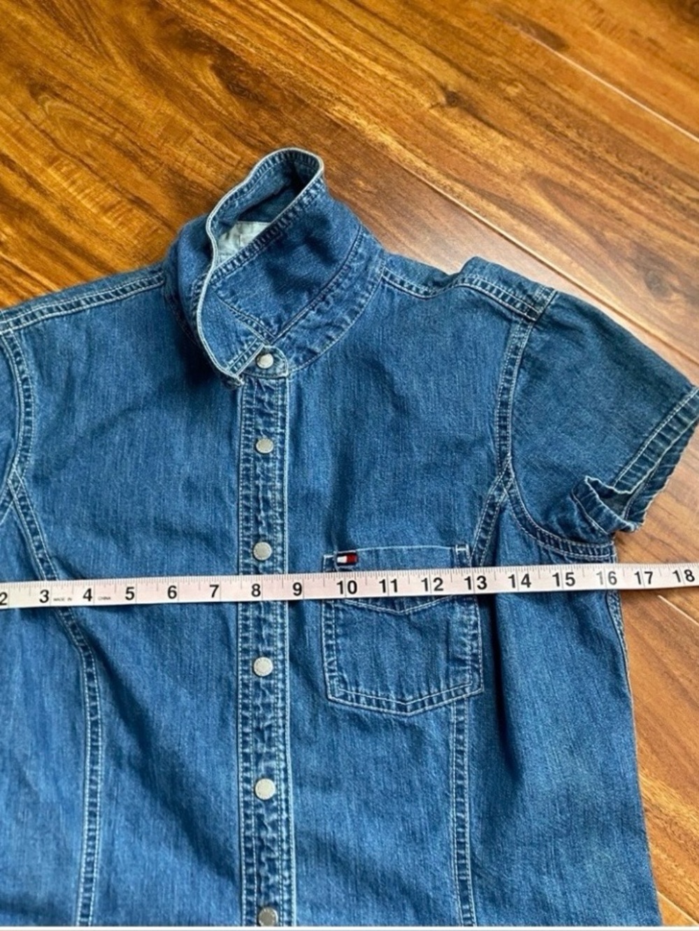 Tommy Hilfiger Women's Blue Denim Short Sleeve Button Down Dress Size 4 Western - Picture 14 of 16